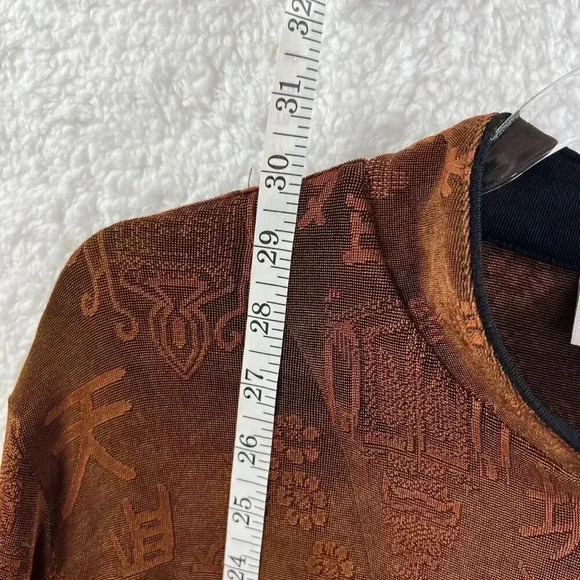 Chicos Travelers Large Mandarin Collar Shirt Vacation Gypsy Boho Thanksgiving - Picture 11 of 14